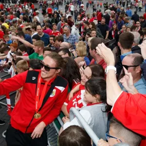 Bristol City Football Club: Champions Bus Parade - Luke Ayling Celebrates with Fans Bristol City Football Club: Champions Bus Parade - Luke Ayling Celebrates with Fans