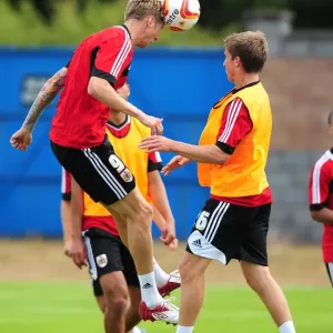 Bristol City Football Club: Jon Stead vs Joe Bryan - Aerial Battle in Pre-Season Training, 2012