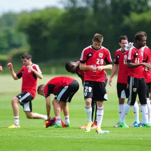 Bristol City Football Squad at Pre-Season Training: A Moment of Relaxation
