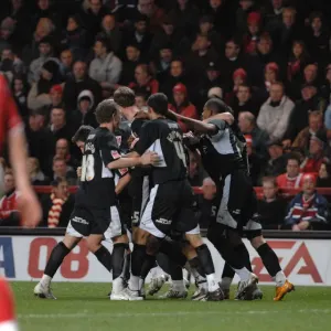 Bristol City Football Team in Triumphant Group Celebration after Charlton Athletic Match Bristol City Football Team in Triumphant Group Celebration after Charlton Athletic Match
