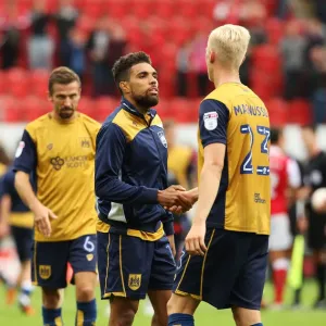 Bristol City Footballers Scott Golbourne and Hordur Magnusson Share a Moment after Rotherham United Match, September 10, 2016