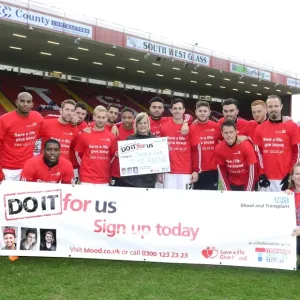 Bristol City Footballers Support Give Blood Campaign During Rotherham United Match