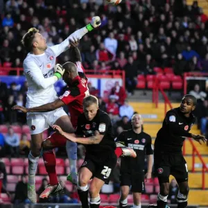 Bristol City Goalkeeper Ben Hamer Clears the Ball Against Charlton Athletic