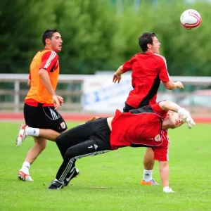 Bristol City Goalkeeper, Dean Gerken saves from Bristol Citys Ivan Sproule Bristol City Goalkeeper, Dean Gerken saves from Bristol Citys Ivan Sproule