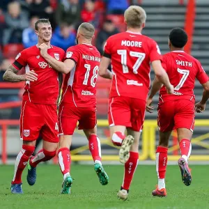 Bristol City Leads Blackburn Rovers: Aden Flint and Aaron Wilbraham Celebrate First Goal Bristol City Leads Blackburn Rovers: Aden Flint and Aaron Wilbraham Celebrate First Goal
