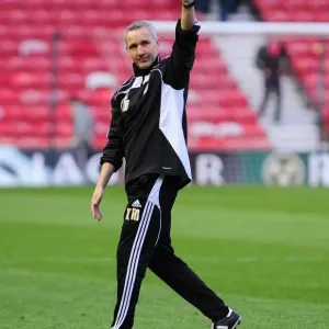 Bristol city Manager Kewith Millen clearly delighted afteer the final whistle