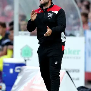 Bristol City Manager Lee Johnson's Intense Focus During Cheltenham Town Match, July 2016
