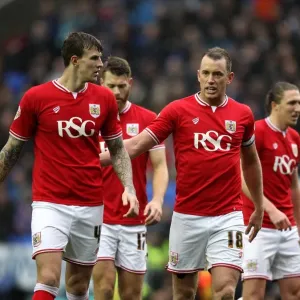 Bristol City Players Aaron Wilbraham and Aden Flint in Deep Conversation during Reading vs. Bristol City, Sky Bet Championship (2016)