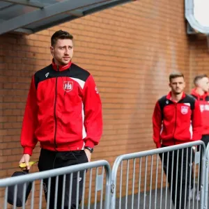 Print of Bristol City players arriving at Turf Moor Print of Bristol City players arriving at Turf Moor