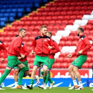 Bristol City Players Warm Up Ahead of Blackburn Rovers Clash, Ewood Park, 2016 Bristol City Players Warm Up Ahead of Blackburn Rovers Clash, Ewood Park, 2016