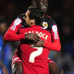 Bristol City: Sam Baldock and Albert Adomah Celebrate Double Strike Against Peterborough United Bristol City: Sam Baldock and Albert Adomah Celebrate Double Strike Against Peterborough United