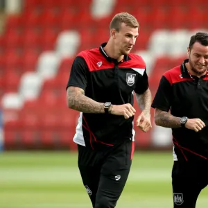 Bristol City Stars Aden Flint and Lee Tomlin Arrive for Preseason Friendly against Cheltenham Town, July 2016