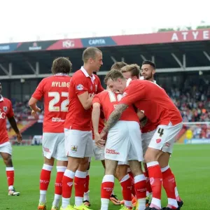 Bristol City: Triumphant Moment as Players Celebrate Victory Over Scunthorpe United, September 6, 2014