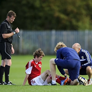 Bristol City U18's Tom Fry Receives Medical Attention During Match Against Brighton & Hove Albion U18
