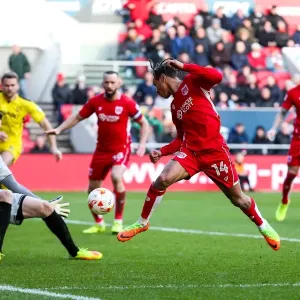 Bristol City vs Burton Albion: Bobby Reid's Shot Saved by Jon McLaughlin