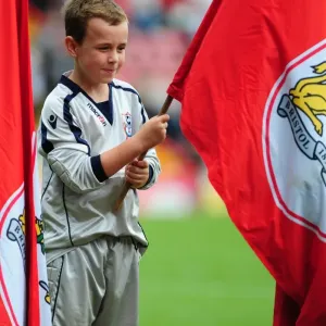 Bristol City vs. Cardiff City: Flag Bearer at Ashton Gate Stadium, Championship Match - August 25, 2012 Bristol City vs. Cardiff City: Flag Bearer at Ashton Gate Stadium, Championship Match - August 25, 2012