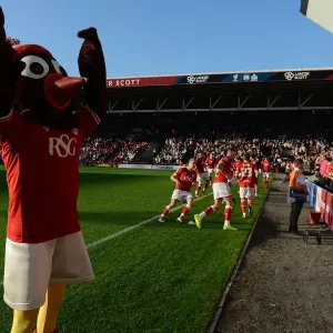 Bristol City vs Fulham: Scrumpy the Robin at Ashton Gate, October 2015