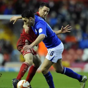 Bristol City vs Leicester City: Cole Skuse vs Matthew James Battle for Possession, Championship Football Match, January 2013