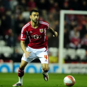 Bristol City vs Leicester City: Liam Fontaine in Action at Ashton Gate Stadium, 2012