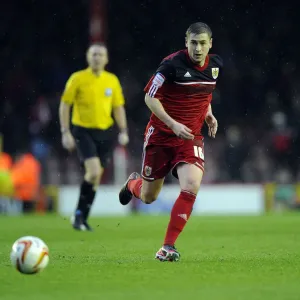 Bristol City vs Leicester City: Steven Davies in Action at Ashton Gate Stadium, 2013