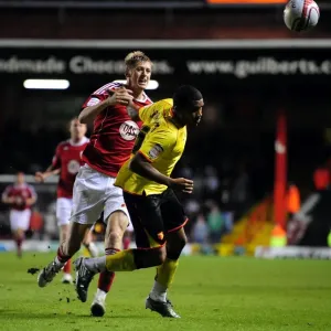 Bristol City vs Watford: Jon Stead vs Adrian Mariappa Battle for Possession in Championship Match, September 2010