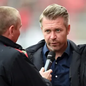Bristol City Women Manager Willie Kirk Interviewed at Ashton Gate During Bristol City vs Newcastle United Championship Match, 2016