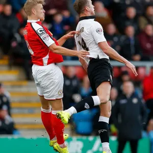 Bristol City's Aaron Wilbraham and Crewe Alexandra's Harry Davis in mid-air battle print