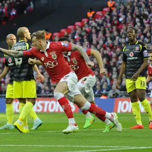 Bristol City's Aden Flint Scores the Opener: JPT Final Victory over Walsall, 2015