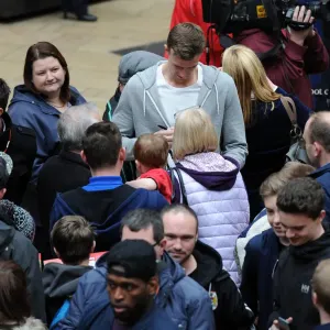 Bristol City's Aden Flint signs autographs at Cabot Circus, Print Bristol City's Aden Flint signs autographs at Cabot Circus, Print