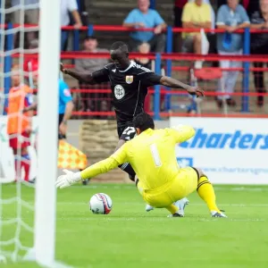 Bristol Citys Albert Adomah is denied by Aldershot keeper Jamie Young Bristol Citys Albert Adomah is denied by Aldershot keeper Jamie Young