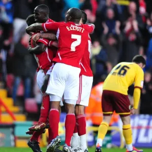 Print of Albert Adomah celebrating a Championship goal Print of Albert Adomah celebrating a Championship goal