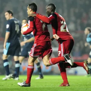 Bristol City FC Albert Adomah and Sam Baldock Celebrate Penalty Goal Print Bristol City FC Albert Adomah and Sam Baldock Celebrate Penalty Goal Print