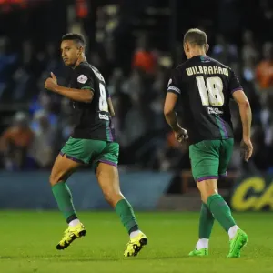 Bristol City's Callum Robinson Celebrates 3-1 Goal Against Luton Town, Capital One Cup 2015 Bristol City's Callum Robinson Celebrates 3-1 Goal Against Luton Town, Capital One Cup 2015