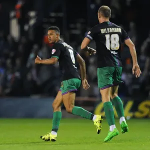 Bristol City's Callum Robinson Celebrates Goal Against Luton Town in Capital One Cup Bristol City's Callum Robinson Celebrates Goal Against Luton Town in Capital One Cup