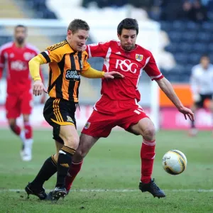 Bristol City's Cole Skuse in action against Hull City's Andy Dawson, Print