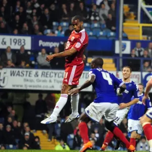 Bristol City's Danny Haynes Narrowly Misses Header Goal Against Portsmouth in Championship Match, September 2010