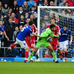 Bristol City's David James Foulied by Portsmouth's Jason Pearce During Football Match
