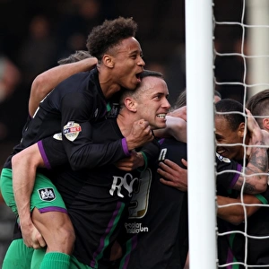 Bristol City's Euphoric Celebration of Lee Tomlins Game-Winning Goal vs. Fulham (12-03-2016)