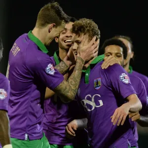 Bristol City's George Saville and Aden Flint Celebrate Goal vs. Yeovil Town, Sky Bet League One - March 10, 2015