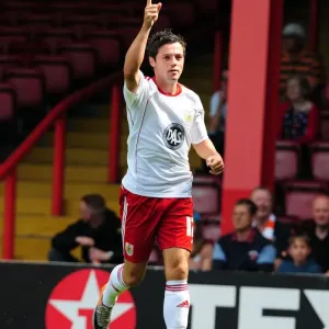 Bristol City's Ivan Sproule Celebrates Goal Against Blackpool in 2010 Championship Match