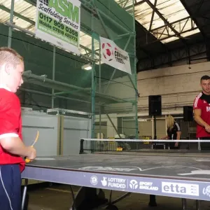Bristol City's James Wilson Plays Table Tennis with Young Fan at Ashton Gate Bristol City's James Wilson Plays Table Tennis with Young Fan at Ashton Gate