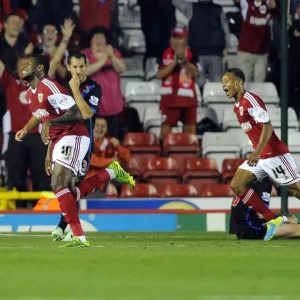 Bristol City's Jay Emmanuel-Thomas Celebrates Goal Against Crystal Palace in 2013 Capital One Cup
