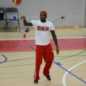 Print of Bristol City's Jay Emmanuel-Thomas playing basketball