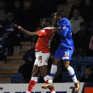 Print of Bristol City's Jay Emmanuel-Thomas vs Gillingham's Gavin Hoyte Print of Bristol City's Jay Emmanuel-Thomas vs Gillingham's Gavin Hoyte