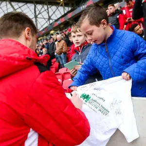 Bristol City's Jens Hegeler Signs Shirt for CHSW at Ashton Gate