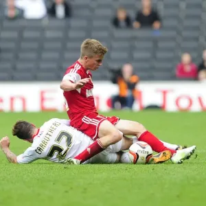 Bristol City's Joe Bryan Fouled by Samir Carruthers during Milton Keynes Dons vs Bristol City, Sky Bet League One (August 24, 2013)