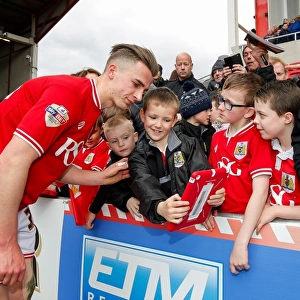 Bristol City's Joe Bryan Greets Young Fans After Bristol City vs. Cardiff City Match
