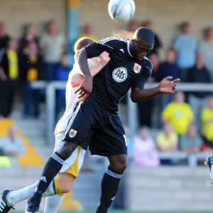 Bristol Citys John Akinde challenges for the ariel ball Bristol Citys John Akinde challenges for the ariel ball