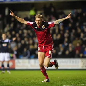 Bristol City's Jon Stead Celebrates Goal Against Millwall in Championship Match, 2013