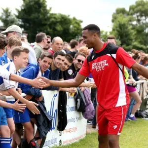 Bristol City's Jonathan Kodjia Celebrates with Fans after Pre-season Win over Hengrove Athletic